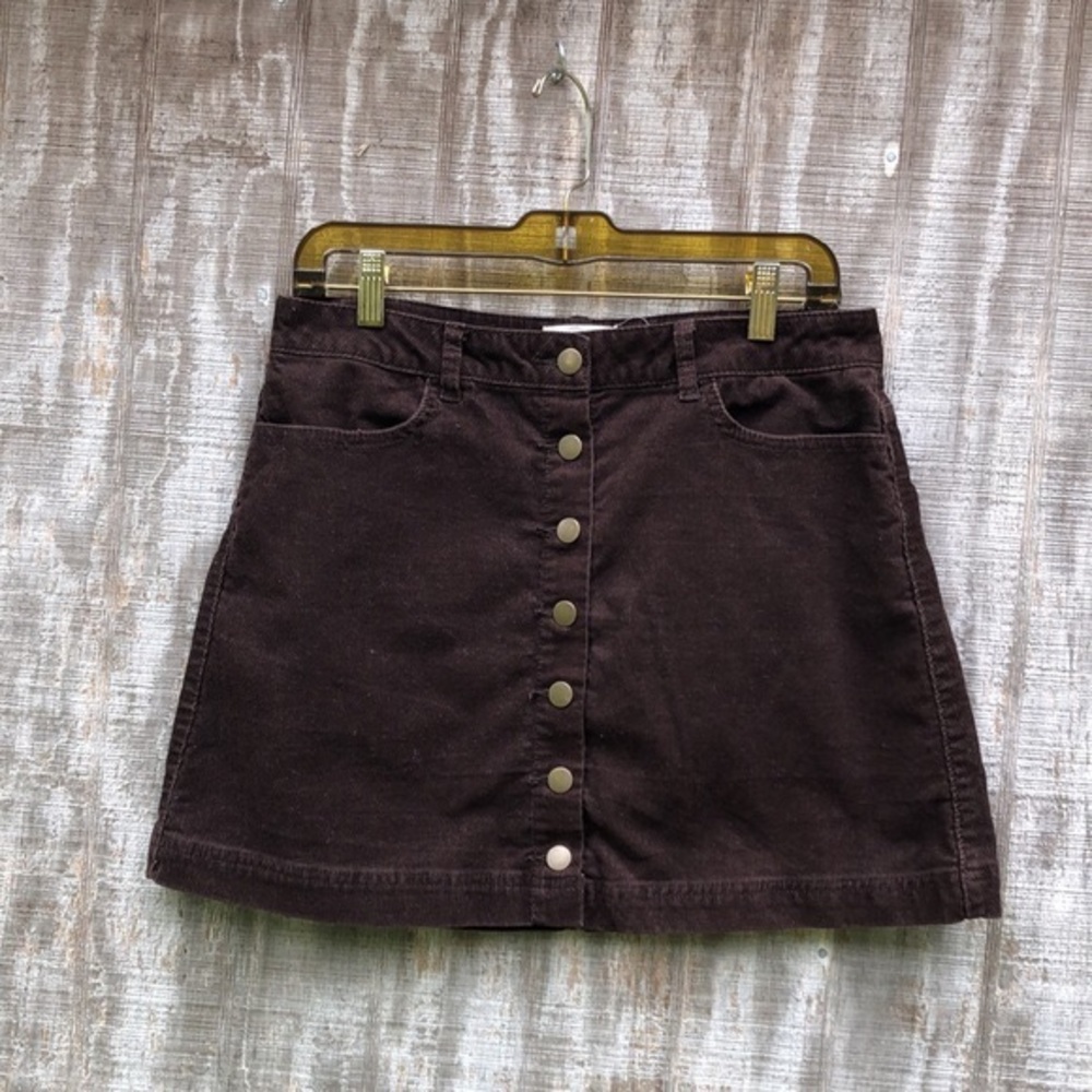 Brown Button Down Corduroy Mini Skirt size 30